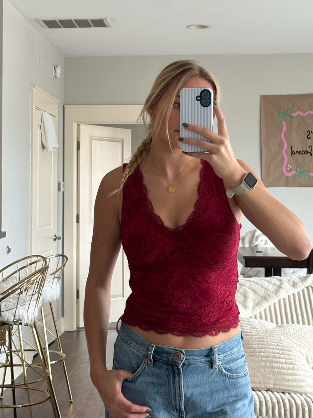 Princess Polly Burgundy Lace SleevelessTank Top - Picture 2 of 4